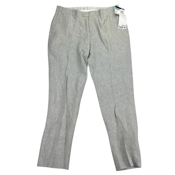 Bar III Mens Slim Fit 100% Linen Suit Pants Gray 36x32 - Picture 1 of 4